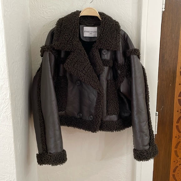 STAND STUDIO Women's Kristy Faux-Shearling Jacket Size US 10 In Brown - Picture 4 of 9